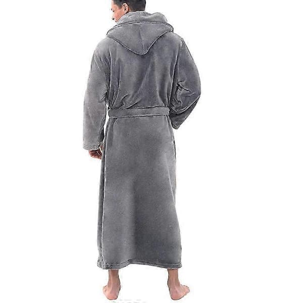 Herrebadekåpe med hette i fleece - Plysjbadekåper Grey L