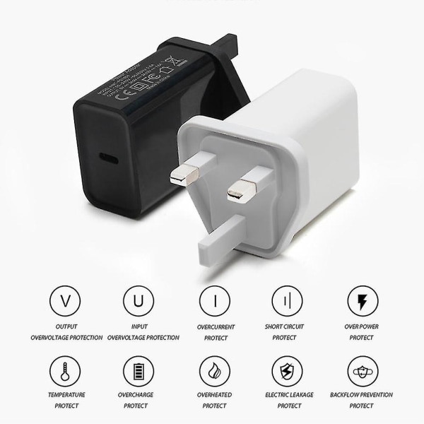 Usb-c strømadapter Ladeplugg 18w hurtiglading Innebygd multibeskyttelseslader 1
