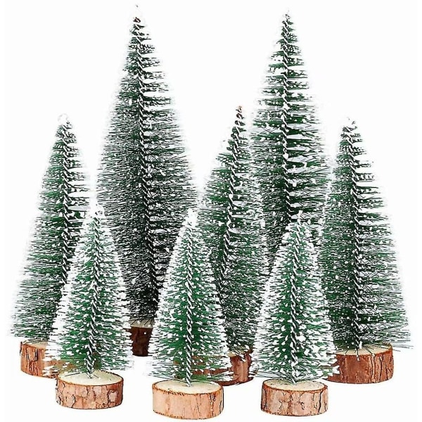 8 stk. 3 størrelse mini juletræ falsk miniature grantræ grønt mini juletræ S