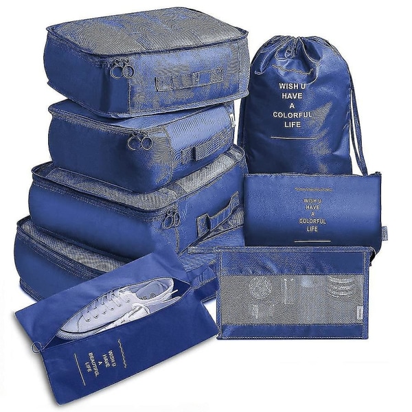 Rejsepakketerninger, multifunktions 8 stk/sæt Travel Cubes Bagageorganisator Vandtæt rejsekompressionskufferttaske Travel Essential taske