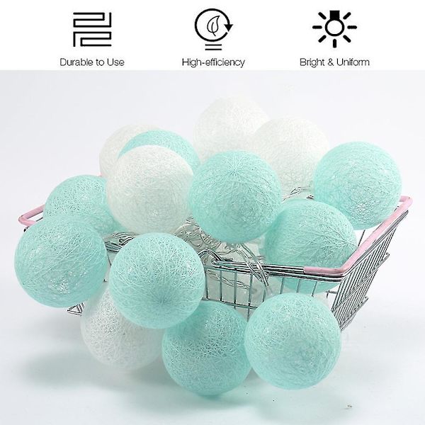 Cotton Ball Fairy Lights Led-paristokäyttöinen String Fairy
