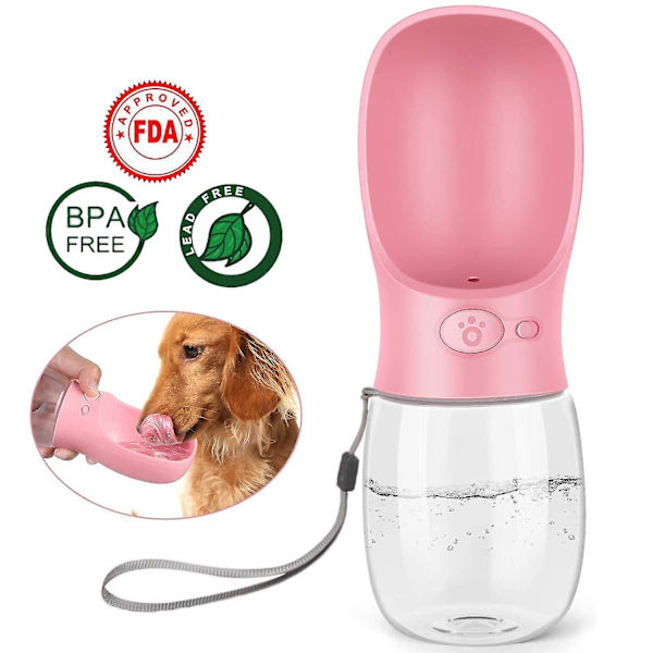 Bärbar läckagesäker husdjursvattenflaska Dispenser Hund Katt Resor Dricksvatten Matare skål Rosa Pink