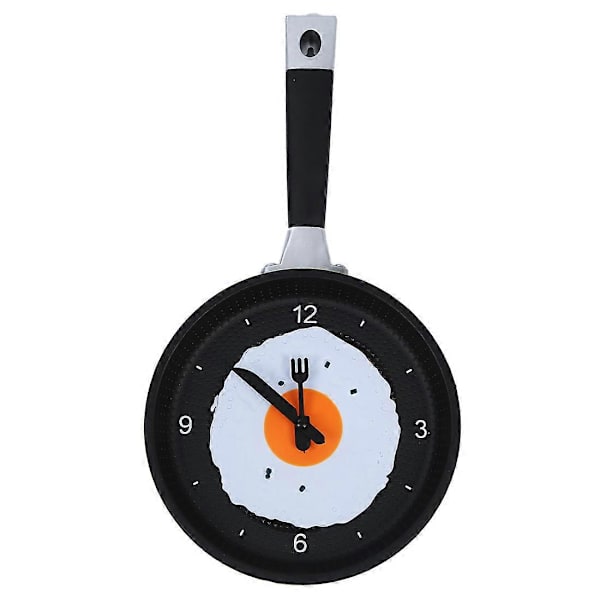 【BQ】Frying Pan Clock with Fried Egg - Novelty Hanging Kitchen Cafe Wall Clock Kitchen - Green