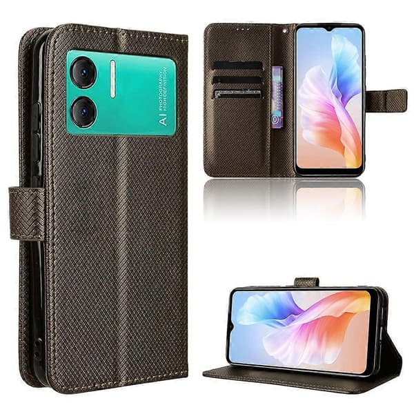 【BQ】Mobildeksel i lær med diamantstruktur Brun Brown For Doogee X98