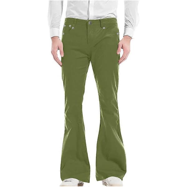 【BQ】Fritidsbyxor med utsvängda ben för män Army green S