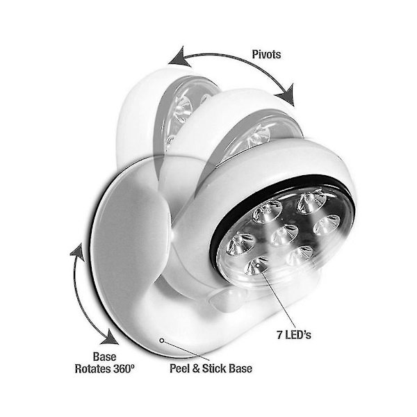 6v 7 leds sladdlös rörelse aktiverad sensorlampa Lampa 360 graders rotation Vägglampor Vita verandalampor inomhus utomhusbelysning