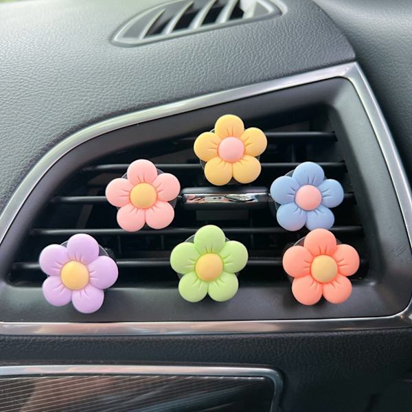 6 stk. blomsterbil luftventilklips aromaterapi luftfrisker dekor