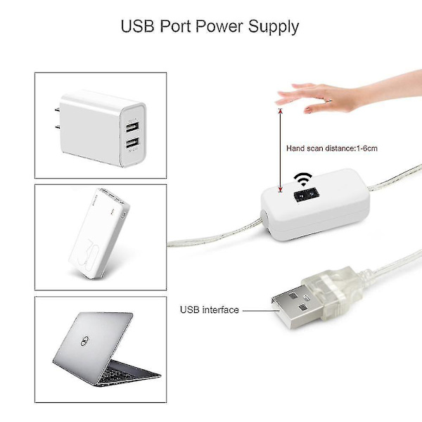 Dc 5v Lampe Usb Motion Led Baggrundsbelysning Led Tv Køkken Led Strip Håndfejning vinker Tændt Sluk Sensor Lys Diode Lys Vandtæt White 5m