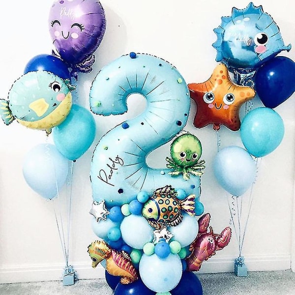 44 st Under Sea Animal Balloon Ocean World Mermaid Party Dekor Starfis nummer 3 Number 3