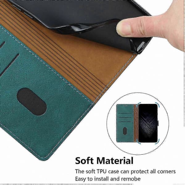 PU-læder flip-etui med kortholder til Nova 5T Green