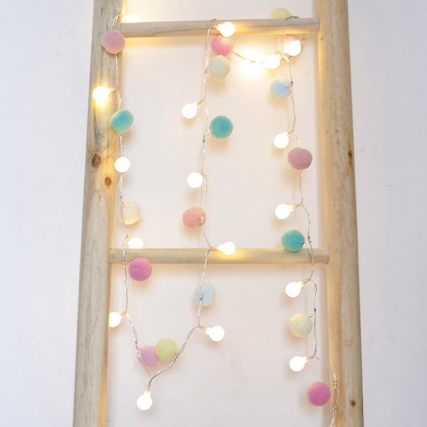 Batteridrivna Led String Lights, Globe Pompoms Bollar Jul Inomhus (rosa) Grön Green