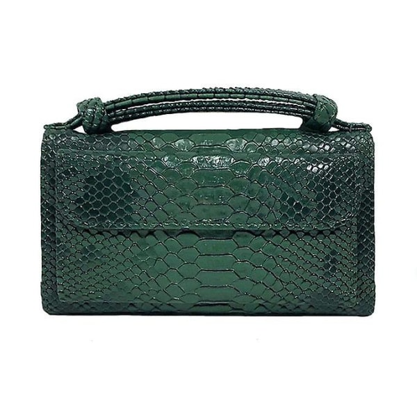 Handväska i äkta läder för kvinnor Kvinnlig modekedja Axelväska Lyxig Designer Tote Messenger Bags (mörkgrön)