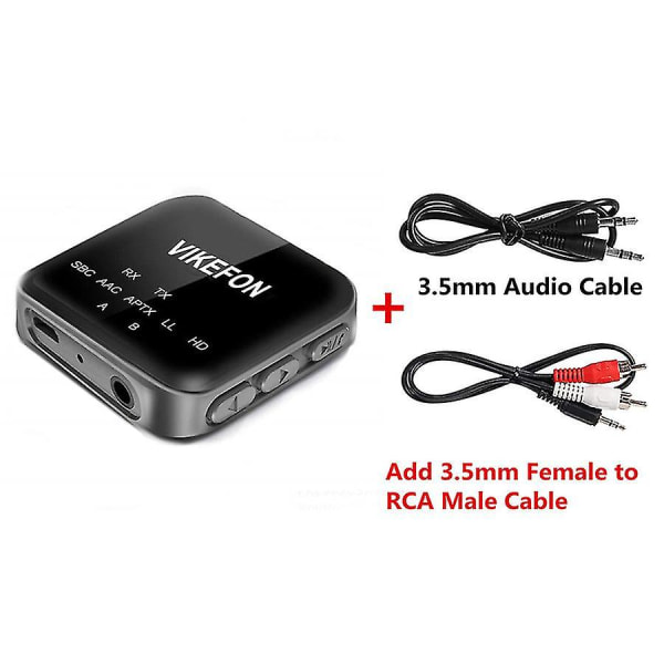Bluetooth 5.0 mottaker og sender Aptx Hd Ll håndfri samtale 3,5 A med RCA-kabel With RCA Cable