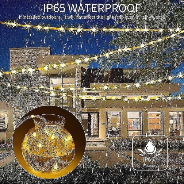 Solar Rope Light 33ft 100l Ip65 Vattentät Utomhus Led Koppar Fairy String Tube Lights För Party Trädgård Yard Hem Bröllop Jul Semester Träd Dekoration