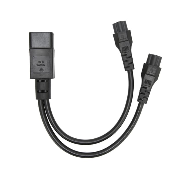 Dobbelt kvindelig strømkabel til bærbar computeradapter, 100-250V