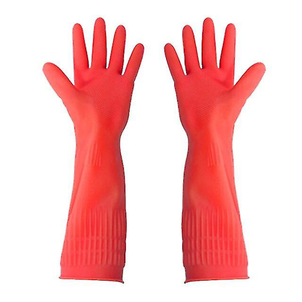 38cm Kumikäsineet Uudelleenkäytettävät pitkät kumihanskat Astianpesuhanskat keittiön puutarhanhoitoon Jw Red M