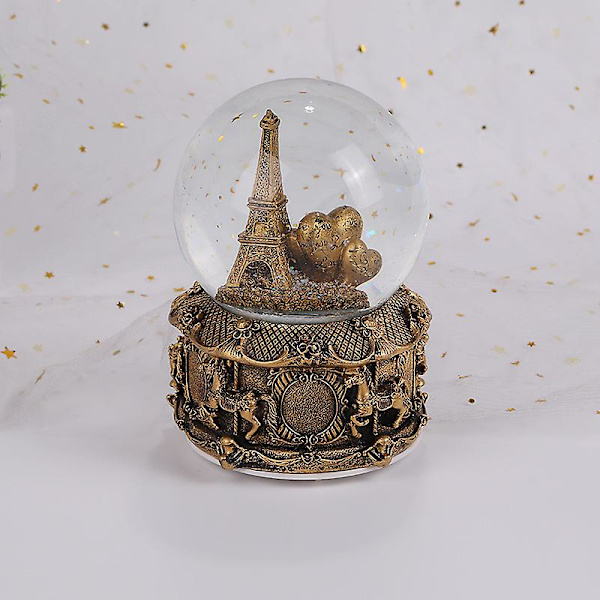 Paris Eiffeltårnet Snow Globe Musikkbokslys, 100 mm 6 høye