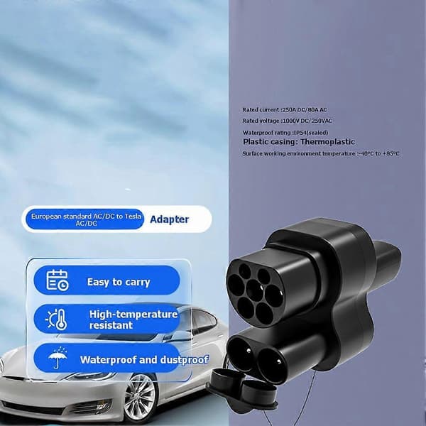 Til CCS2 til Tesla EV-adapter Opladningsstik AC+DC 250A-adapter EV-opladningsforbindelsesadapter Hurtigopladningsadapter Black