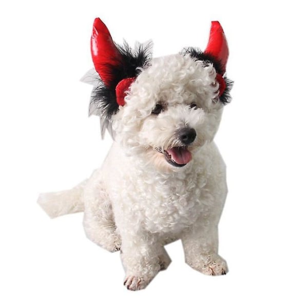 Rød Halloween Oksehorn Katthette Little Devil Horn Hat Small Dogs Pet Hodeplagg Teddy Hatred L