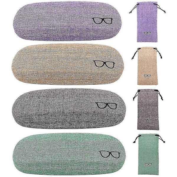 4-pak Hard Shell Eyeglasses Case Protector Linned Stof Stor Brille Case Kortfattet