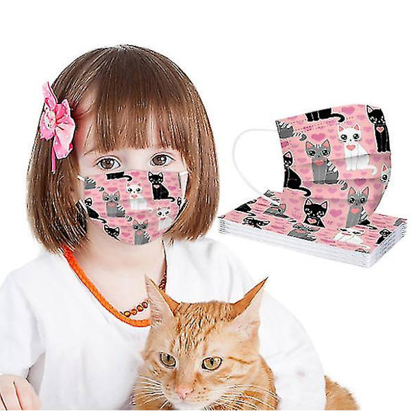 Barnmask 4-12 år Disponibel barnmask Trelagers skydd Rosa tecknad serie för män och kvinnor, högt värde Andas 50 Pcs