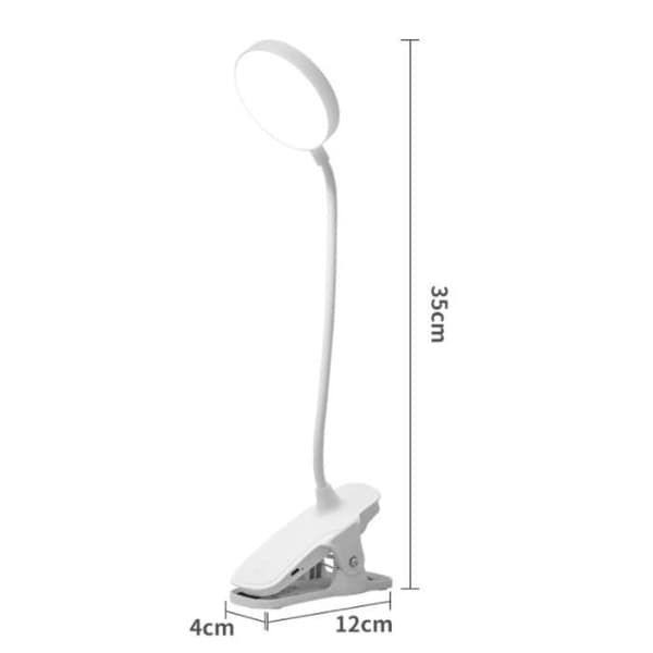 Læselampe - Klemme - 3 lysstyrkeniveauer - USB-genopladelig - Hvid LED