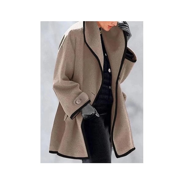 Naisten takki tavallinen talvi hupulla lämmin keskipitkä takki-Khaki-vaihtoehto koko S