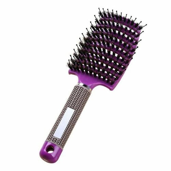 Detangling Nylon Bristle Brush Detangle Hairbrush Kvinner Hår Hodebunn Massasje Kam Brush Purple