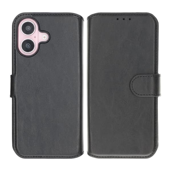 【BQ】iPhone 16 Wallet Case Magnet Rvelon - Sort Svart black