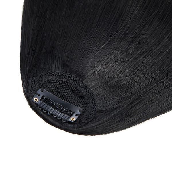 Clip-in pandehår extensions fransk pandehår stilfuldt pandehår hårstykker sort black 28cm
