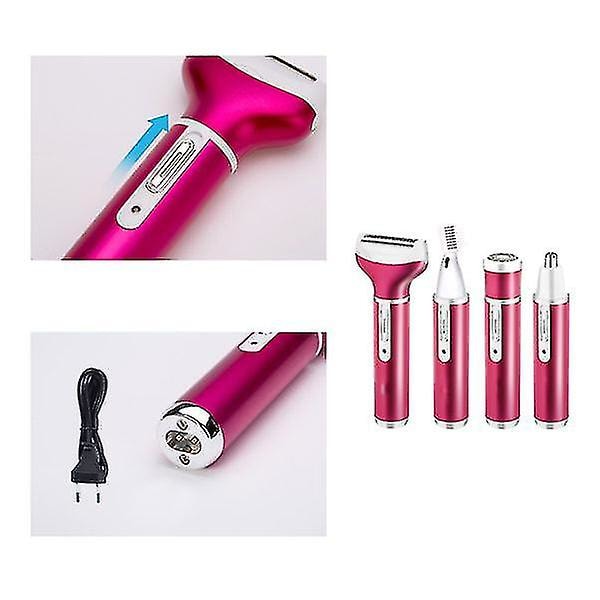 New2023 Genopladelig 4 i 1 hårfjerner Lady Shaver Næsehårtrimmer Øjenbrynsformer Ben Armhule Bikinitrimmer Kvinder Epilator EU plug Purple