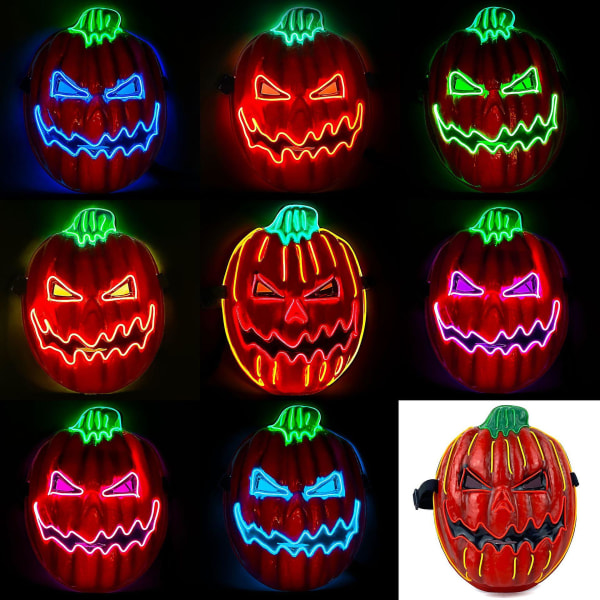 Pumpkin Head Led Mask, ett måste till festen! Orange Green