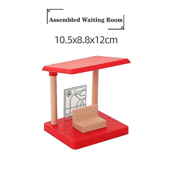 Hhcx-beech Tre togspordeler Veisperring Bensinstasjon Treskinner Tilbehør Passer for trejernbaneskinner Rode Leker For Barn Nytt Red waiting room