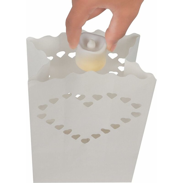 (20 kpl pakkaus) - Tulenkestävä paperikynttiläpussi sydämen muotoisella - Paperilyhty