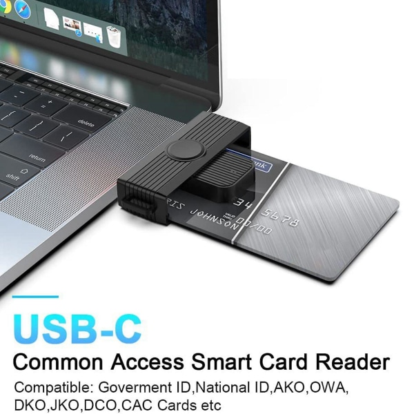 Typ C Smart Card Reader Smart Card/sim/id/ Card Smart Card Reader Adapter för Android-telefoner PC Co Black