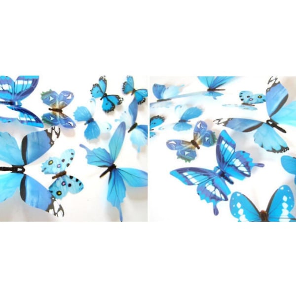 12 st/ set 3d Butterfly Väggdekor Väggdekal Hem Tapet Konst Dekorativt Blue