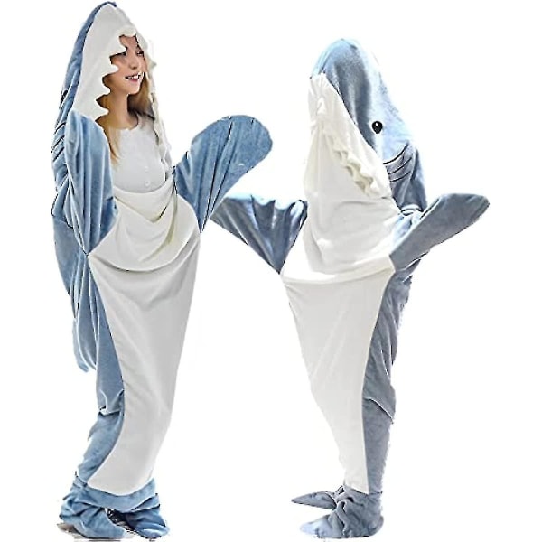 Shark Blanket Vuxen, Shark Blanket hoodie, Shark Blanket Filt, Shark Blanket Super Soft Mysig flanell hoodie Sovsäck Xinda Blue L - 66.9 Inch Long