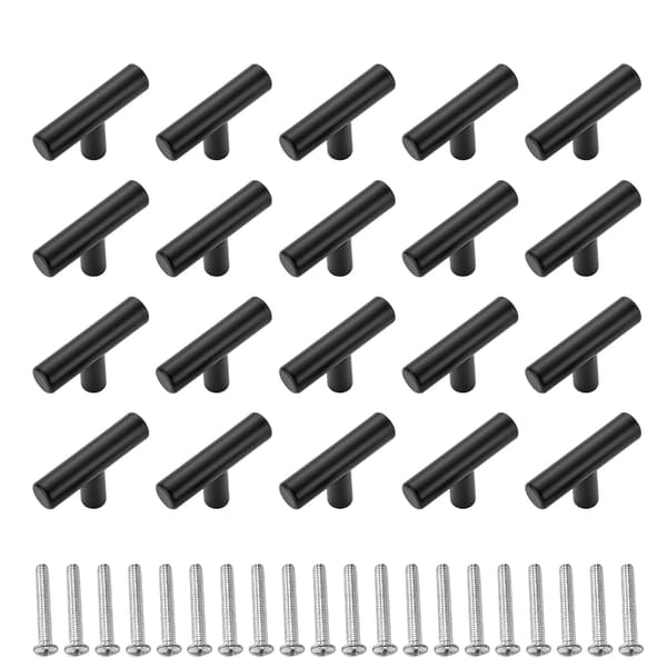 【BQ】20-pack skåpsknoppar i rostfritt stål, 5 cm total längd, skåpsknoppar för skåp, hållbara Silver Silver 0.35