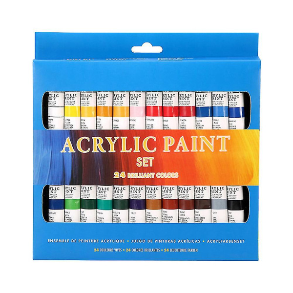 24 färger/ set Målarrör Akvarellfärg Akrylfärger Kostym för gör-det-själv-ritning Målning