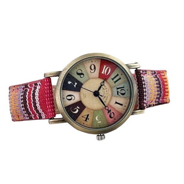 Kvindes afslappede armbåndsure med glasurskiver Pin Spænde Style Watch Til Mand Venner Naboer Søn Red