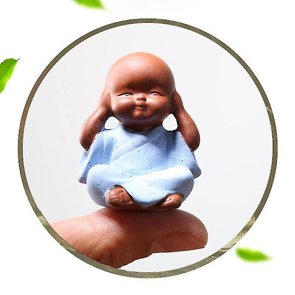 Keramiska prydnader Munk Liten Buddha Staty Lila Lera Keramik Hantverk Dekorativ Dont See