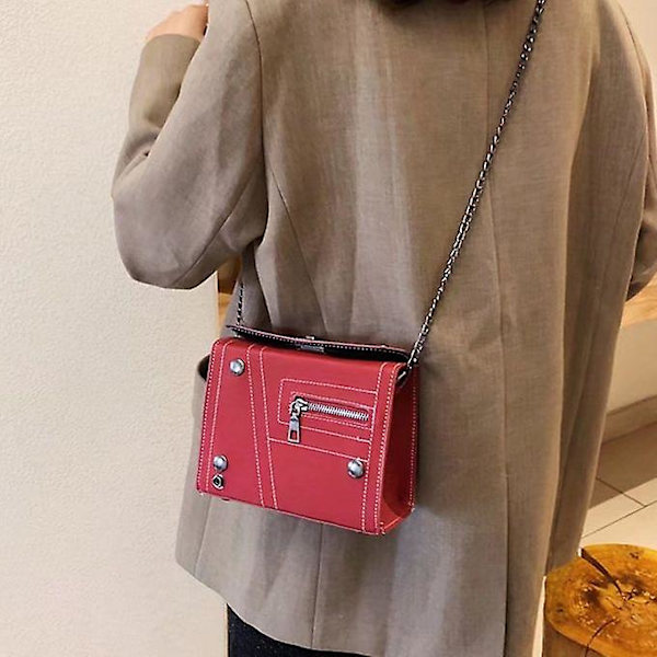 Punk Messenger Laukku Naisten Ketju nahka Crossbody Olkalaukku