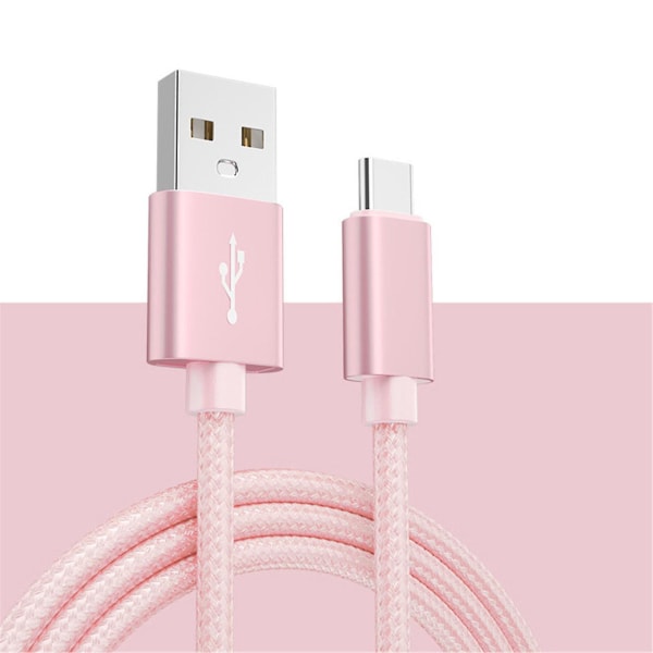 Samsung Galaxy Iphone Type C Usb-c 1m datalatauskaapeli Pikalaturin kaapeli punottu Rose Gold Type-C