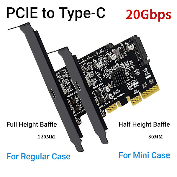 Stationär PCie X4 till typ C Usb3.2 Gen2x2 20gbps Drive-free Expansion Riser Card Asm3242 Controller C as shown