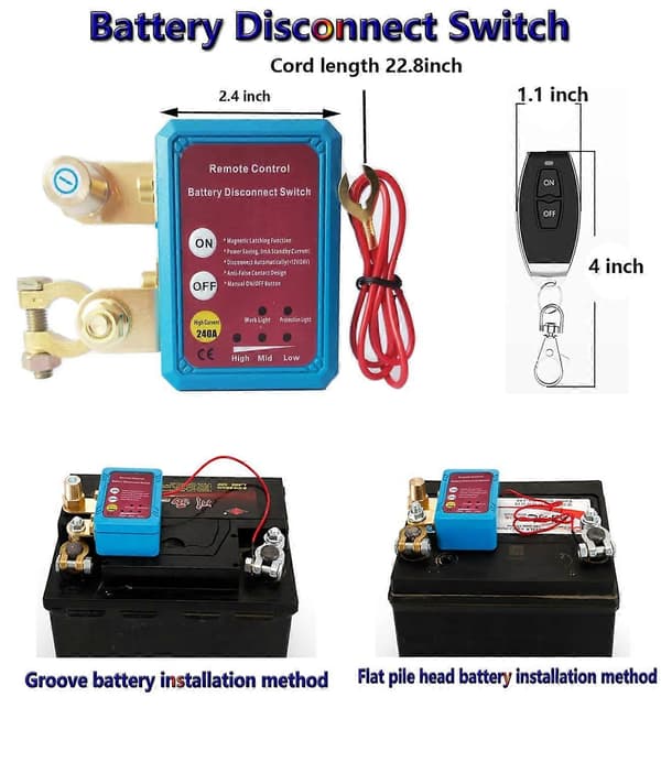 Trådløs fjernbetjent batteriafbryder 12V 240A Auto Kill Switch til bil, autocamper, ATV, lastbil og båd