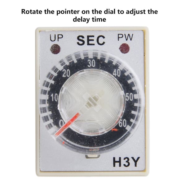 H3Y-2 Ström På Tidsrelä Pekarkontroll Fördröjningstimer 8-Pin 12VDC (60S)