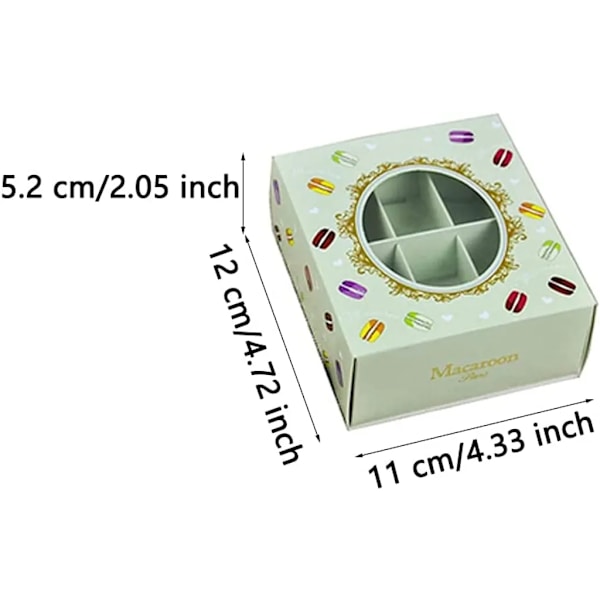 12 Macaron Box, Bakelse Box, Macaron Boxar, Dessert Box, 6 Grids, för Macarons
