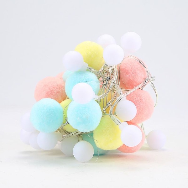 Batteridrivna Led String Lights, Globe Pompoms Bollar Jul Inomhus (rosa) Macaron Macaron