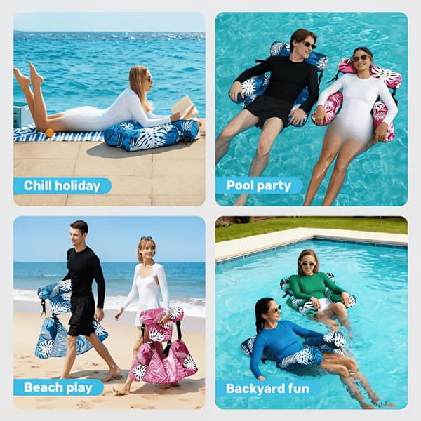 【BQ】Oppustelige poolflydere er velegnede til pool-, sø-, strand- og havefester. Blå Blue Swimming Pool Chair