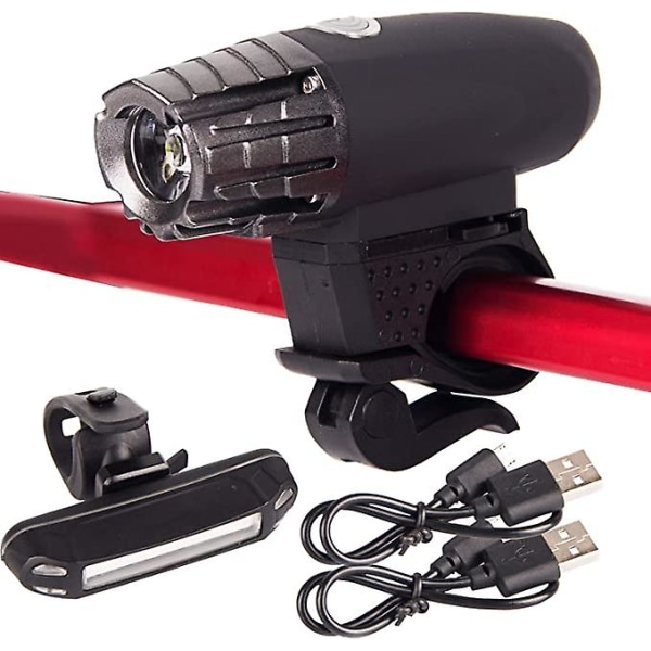 Vandtæt USB genopladeligt LED-cykellygtesæt til cykling (for og bag) 4 tilstande Nattelys 100 lumen
